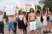 Redhead Toplessness Activist raises awareness of her rockin' tits in Washington DC March (album, 15 pics)