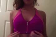 Secret behind her sports bra