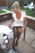 Milf in a white dress