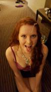 Cute amateur redhead facialized
