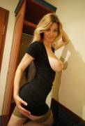 Milf in a tight black dress