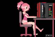 Pixel art girl touching herself (zko)