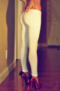 High heels and yoga pants