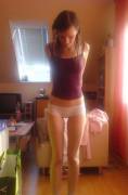 Cute skinny girl modeling her new boyshorts.