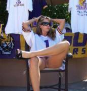 LSU up jersey/skirt pussy shot