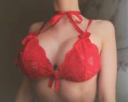 Red brassiere