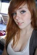 Redhead; freckles and cleavage