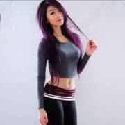 Purple Hair and Yoga Pants 