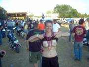 Beads for boobs at bike show