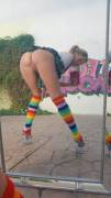 rainbow socks selfie