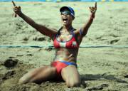 Yarleen Santiago of Puerto Rico celebrates