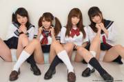 Schoolgirls Showing Their Panties. 