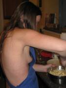 Cooking in just an apron - sideboob