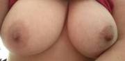 [Image] Closeup of my wife's all-natural 36F boobs :)