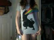 Rainbow-breathing t-shirt babe [gif]