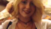 Madison Sage flashing in Spirit Halloween store