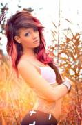 Pink undercut out in nature [x-post /r/sexyhair]