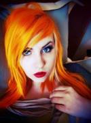 this girl really turns me on, neon orange hair, gorgeous eyes