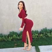 Exotic Persian girl - Gorgeous arse - dark red dress