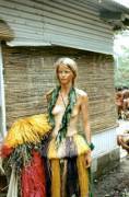 Peace Corps volunteer participating in Yap Day celebration, Yap Island, Micronesia. Circa 1967-69