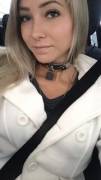 Beautifully collared going about her day