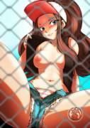 Hilda behind the fence