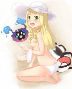 Giving Nebby a bath [Lillie]