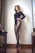 On her toes