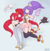 A star guardian spanking (Janna, Jinx) [ArbuzBudesh]