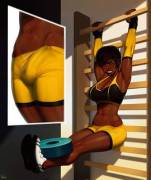 Patreon- Ebony futa working out by InCase