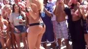 Skinny cute blonde in bikini contest