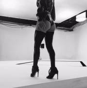 Fergie on set