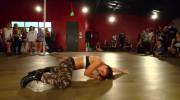 Jade Chynoweth writhes on the floor