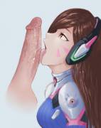 D.Va working her way up a cock with her tongue (otonaru)