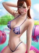 D.Va at the pool (lolliedrop)