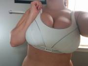 Bursting out of a sports bra