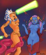 Looks like Ahsoka feels like Riyo should get out of those stuffy clothes.