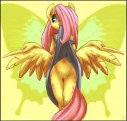 Fluttershy hoisting up her dress [anthro] (artist: atryl)