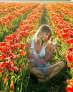 Tipsy in a field of flowers