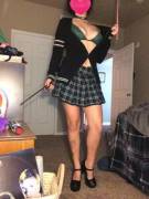 Slutty Slytherin Student Spanks Hersel(f)