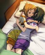 Hugging in bed