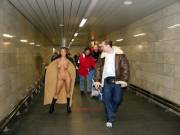 Flashing in the subway station