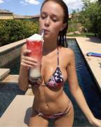 Patriotic drink in the pool