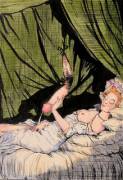 The Curtain - illustration from "La Vie de Marquis" by Konstantin Somov (c. 1918)