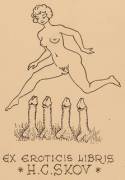 Vintage (s)ex libris Bookplate by Franco Brunello (c.1970's)