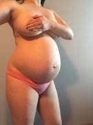 Requested: more of my Asian pregnant belly with a bit of boob