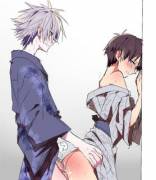 Kaworu and Shinji having some fun.