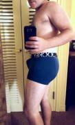 Trying on my new undies in the hotel