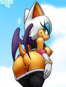 Rouge the Bat peeling down her shorts (soubriquetrouge &amp; revtilian) [Sonic the Hedgehog]