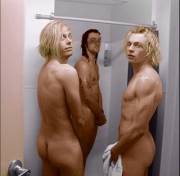 Ross Lynch, Rocky Lynch and Riker Lynch taking a shower post-show